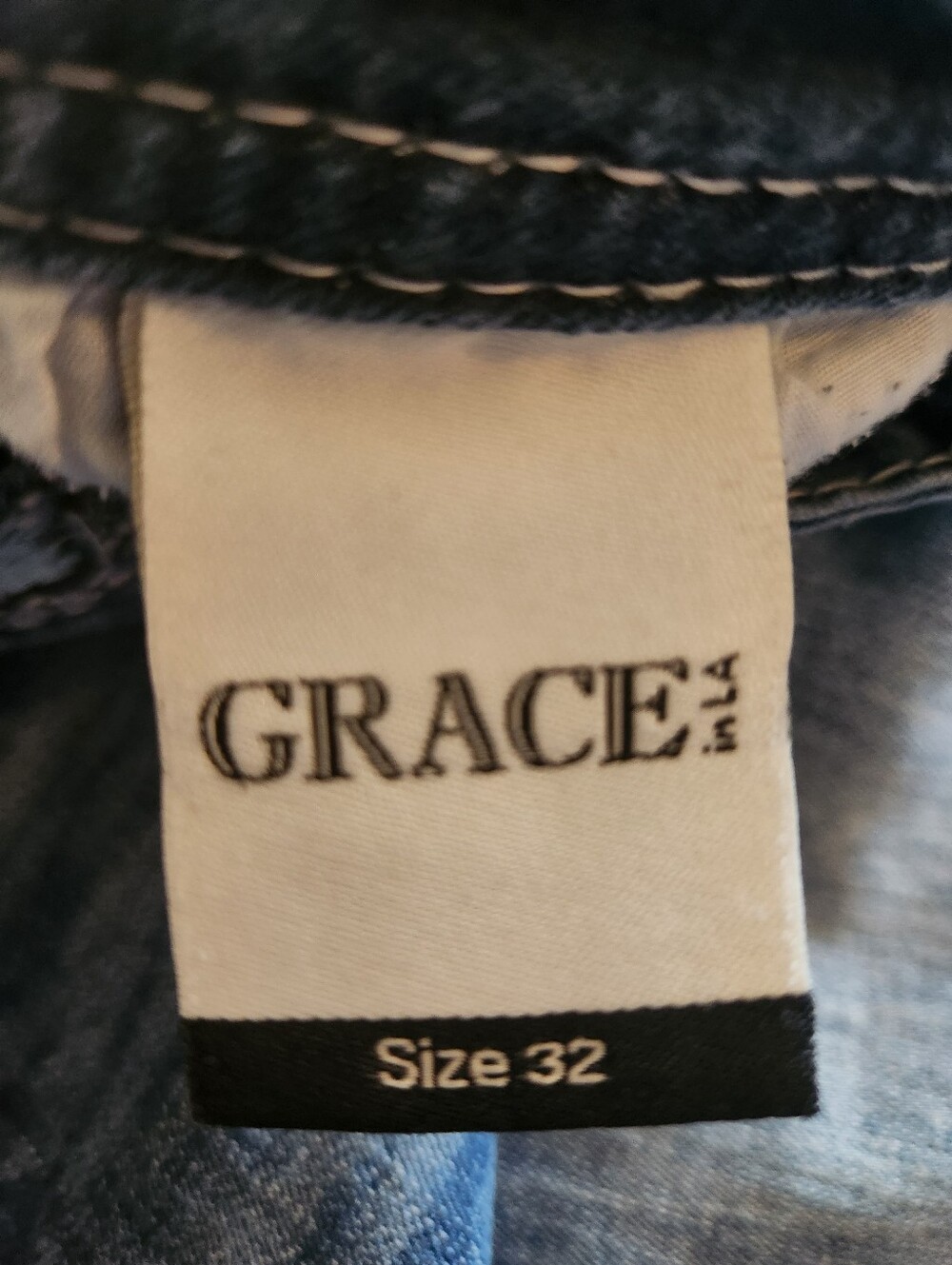 Grace in LA Womens Embellished Blue Denim Jeans - Picture 7 of 7
